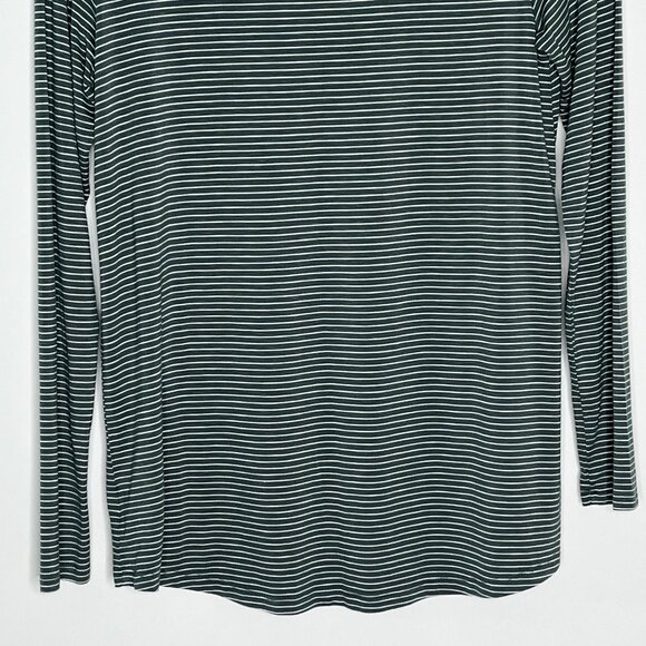 American Eagle Top Womens Small T Shirt Soft Sexy Slub Green Striped Casual Tee - Picture 11 of 11